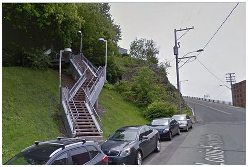 C'est la fin pour l'escalier qui lie les rues Saint-Laurent et Desprès. ©Capture Google Maps